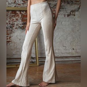 Free People Slim Pull On Ribbed Velvet Flares